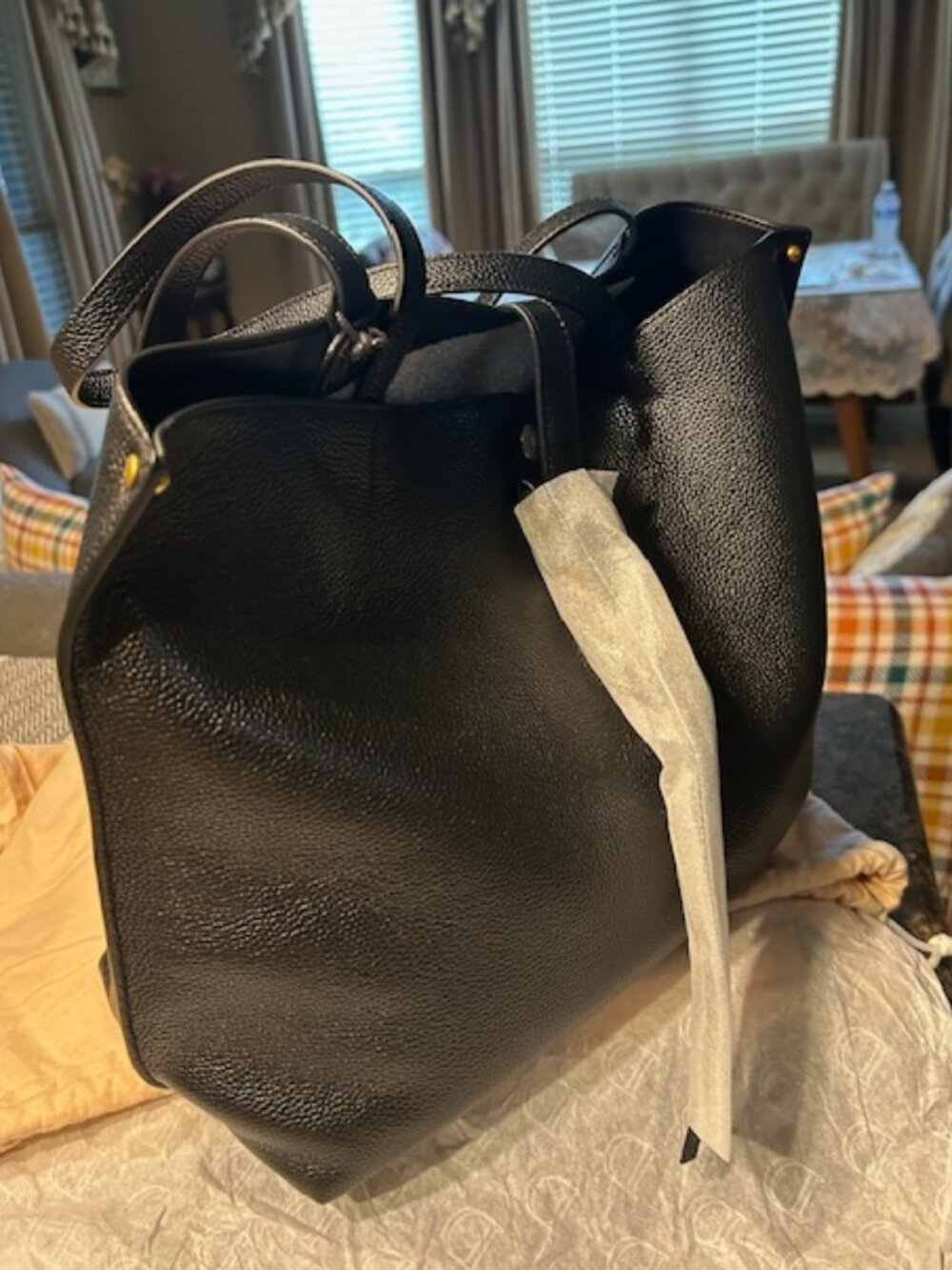 Rebecca Minkoff Megan Black Leather Tote Bag/ Comes With Dust Bag - Picture 9 of 14